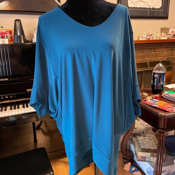 Sympli V-Neck Dolman Top Turquoise - Picture 1 of 4